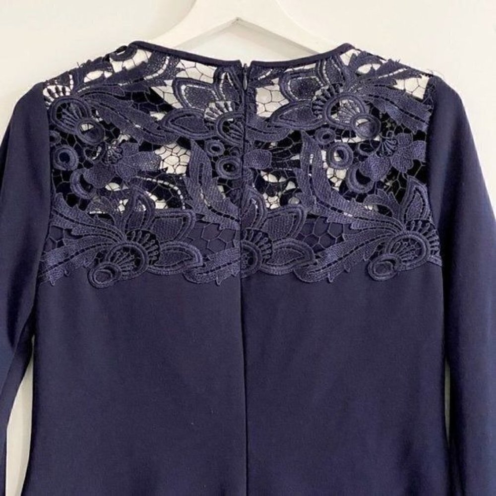 Lauren Ralph Lauren Lace Yoke Navy dress,  Size 2 - Picture 7 of 11